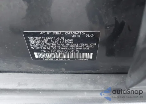 2024 Subaru Wrx z USA, uszkodzony, nr VIN JF1VBAB64R9804579